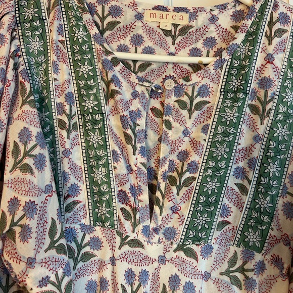 Marea Lavender and Green Floral house dress Long Sleeve - Picture 3 of 5